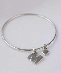 Esclava Aniversario Maciza con Dije Letra y Corazón