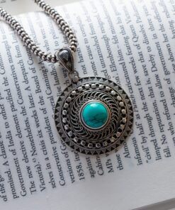 Dije XL Empavonado con Simil Turquesa