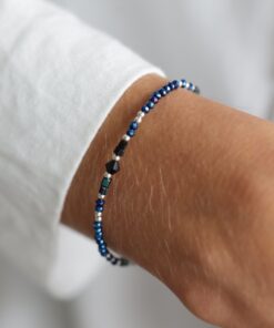 Pulsera Regaliz Azul Tornasolada